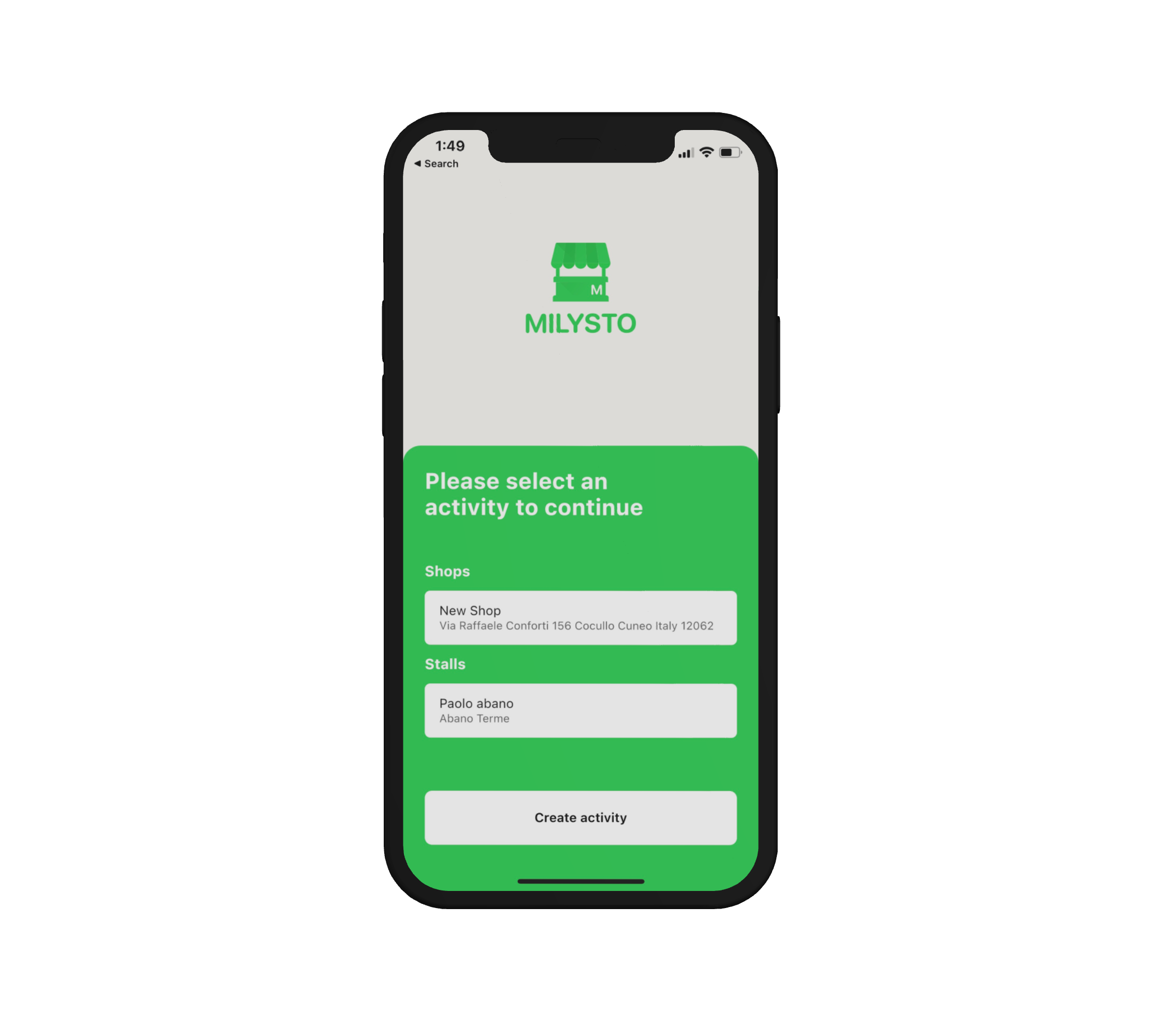 Milysto app screenshot